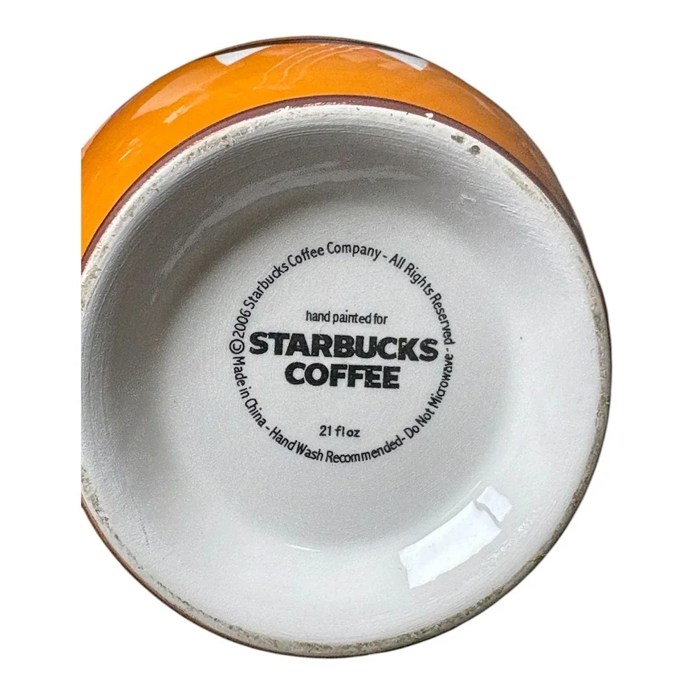 Starbucks 2006 Halloween Cyclops Monster Orange‎ Brown Coffee Mug Vintage